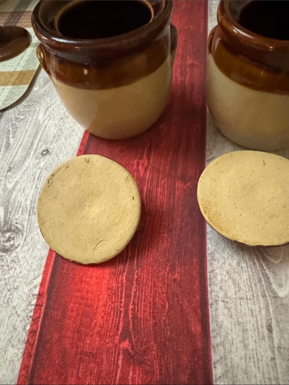 Set of 2 Vintage Two-Tone Ceramic Honey Jars